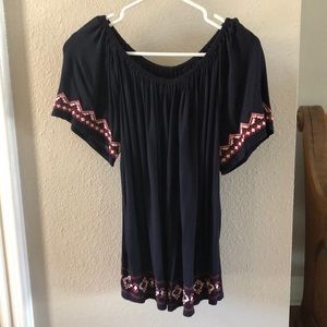 LOFT Navy Embroidered T-Shirt